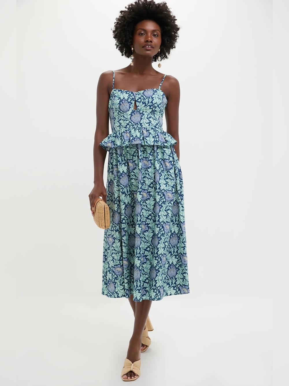 Hyacinth House Blue Floral Maeve Midi Dress - size small - NWOT